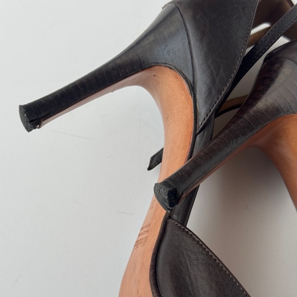 Max Mara Genuine Leather Brown Pointed Toe Ankle Stap Heels - Size 38 (7.5) - Picture 8 of 11
